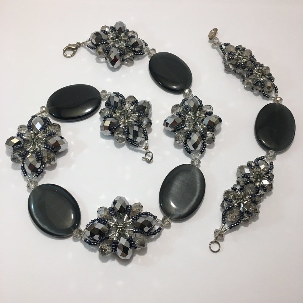Anthropologie Beaded Necklace&Bracelet Set